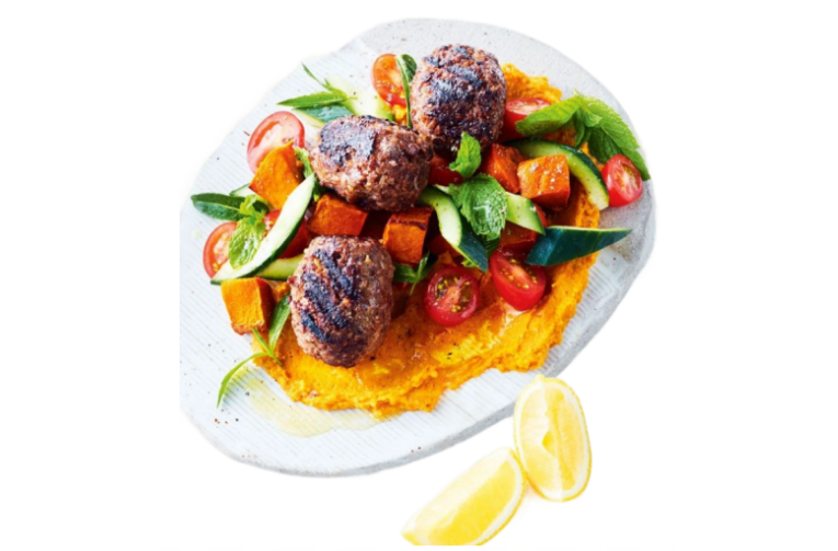 Beef Kibbeh with Pumpkin Hummus